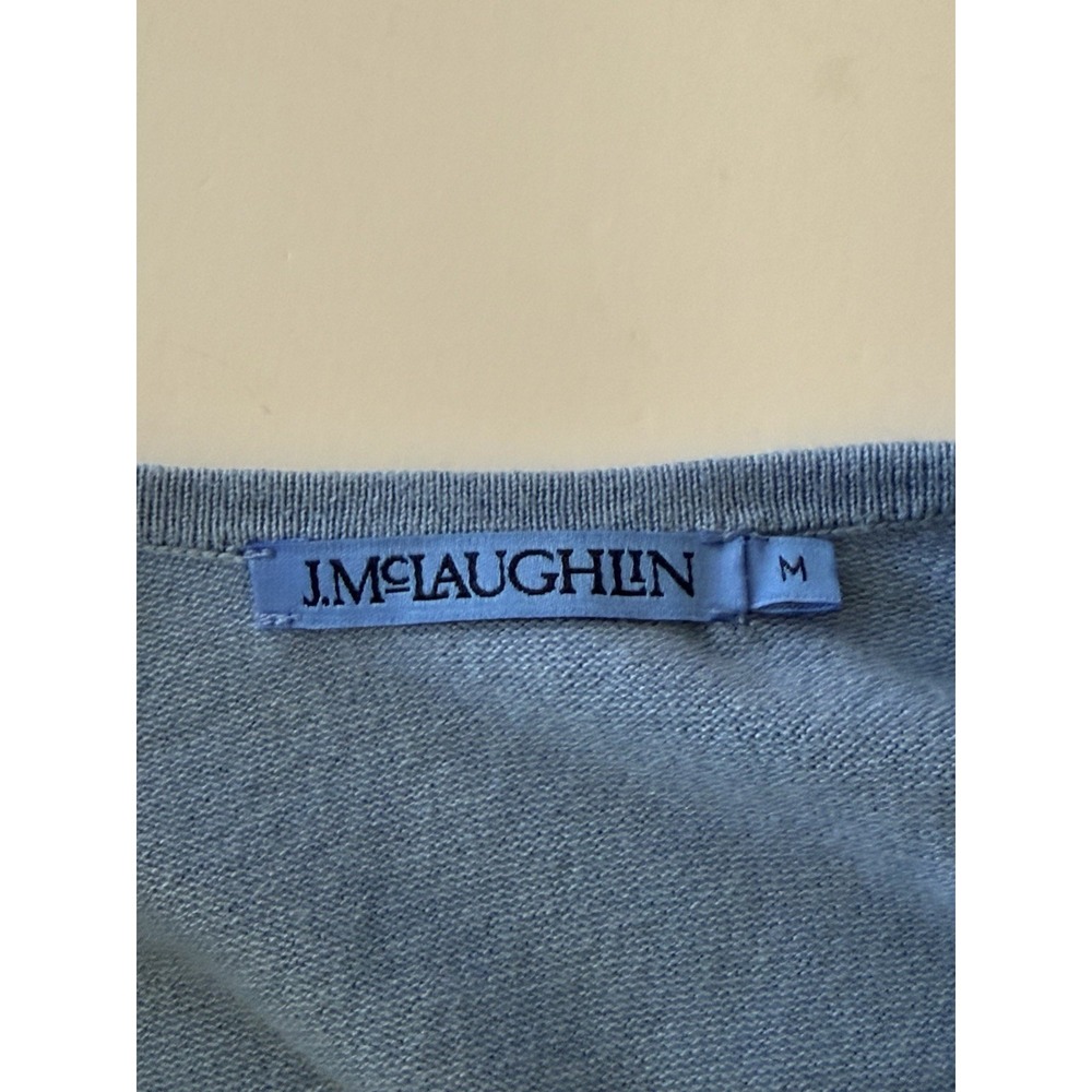 J. Mclaughlin Cotton Stretch Sweater Lightweight Baby Blue Button Preppy Medium - Picture 5 of 11